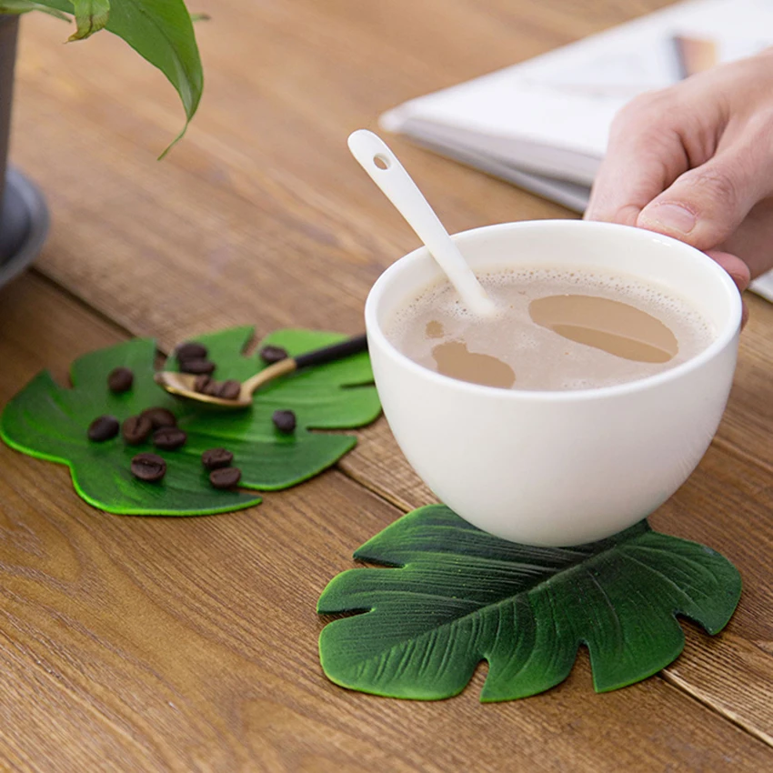 Simulation Leaf Coaster Washable EVA Drinks Non-slip Insulation Pad Decorative Dining Table Bar Desktop Cup Mug Hot Drink Holder