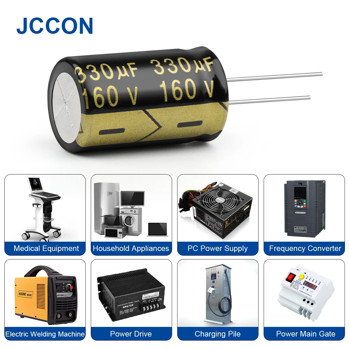 10Pcs JCCON Aluminum Electrolytic Capacitor 160V330UF 18x30 High Frequency Low ESR Low Resistance Capacitors 330UF
