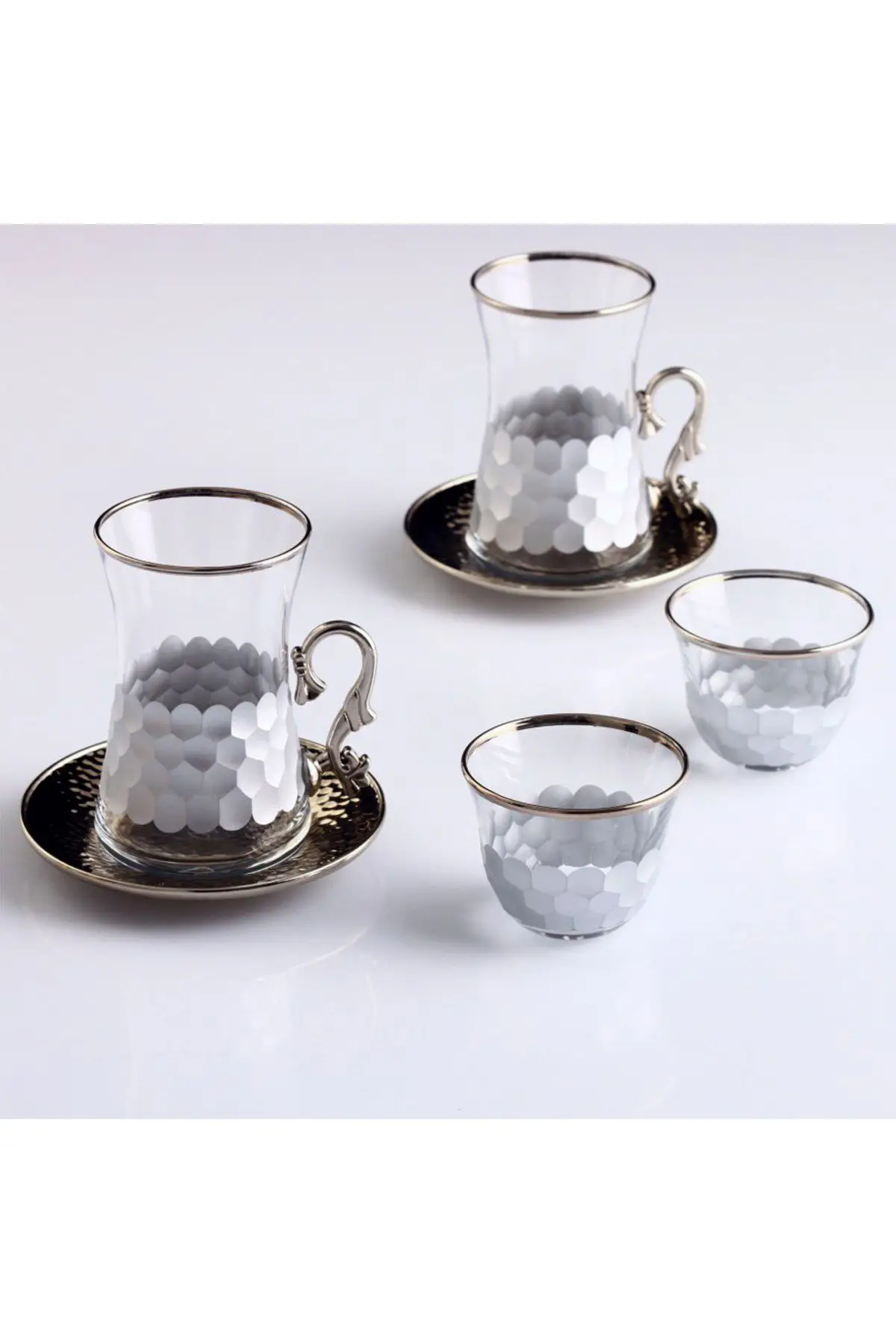 DOLBOVIPaşabahçe 18 Piece Honeycomb Platinum With Handle Tea Team mug кружка coffee cup cup اكواب قهوه tazas