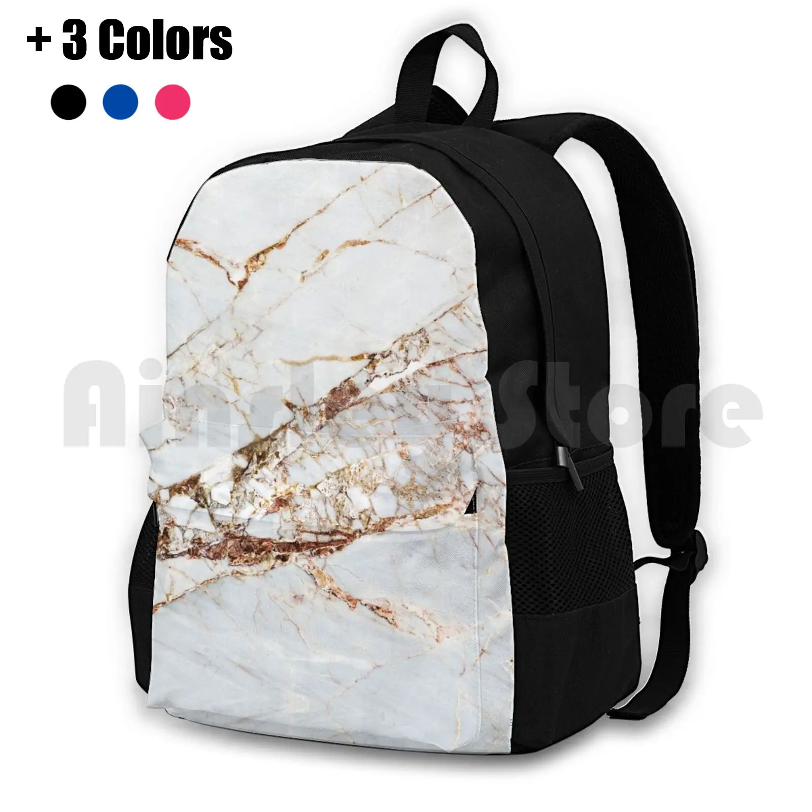 Beautiful Marble And Gold Outdoor Hiking Backpack Waterproof Camping Travel Marble And Gold Marble And Gold Marble And Gold