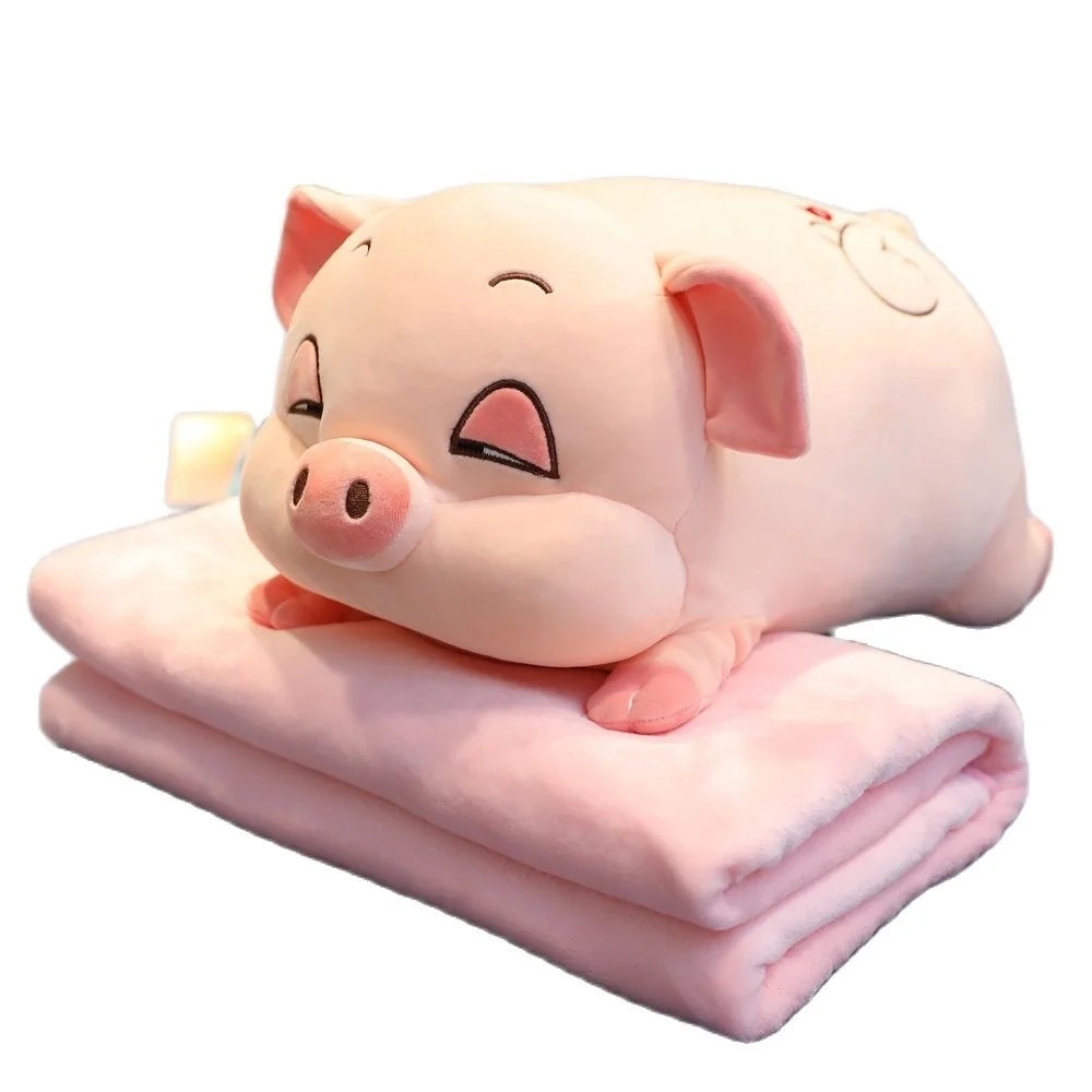 

Kawaii Plush Toys Sleeping Pig Animal Crossing Peluche Hamster Pillow Plus Blanket Quilt Air Conditioning Sleeping Baby Toys