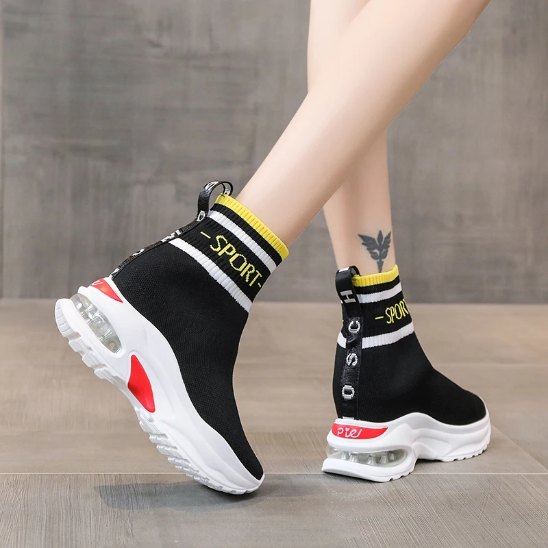 Sneakers Women Women Walking Shoes Comfortable Breathable Casual Sock Shoes Air Cushion Increasing Height Zapatos Para Caminar