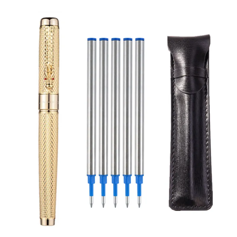 

JINHAO 1200 golden Dragon pattern roller ball pen for collection luxury stationery executive office writing pens for gift