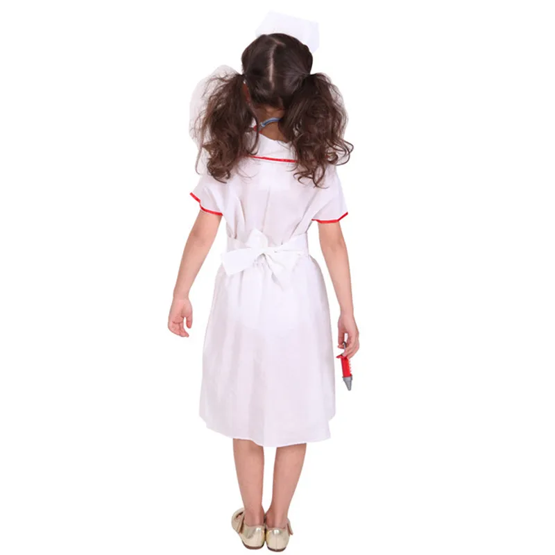 M-XL blanco para niñas, juego de rol para médicos, Cosplay para niños, disfraces de enfermera de Halloween, vestido de fiesta de disfraces de Carnaval Purim