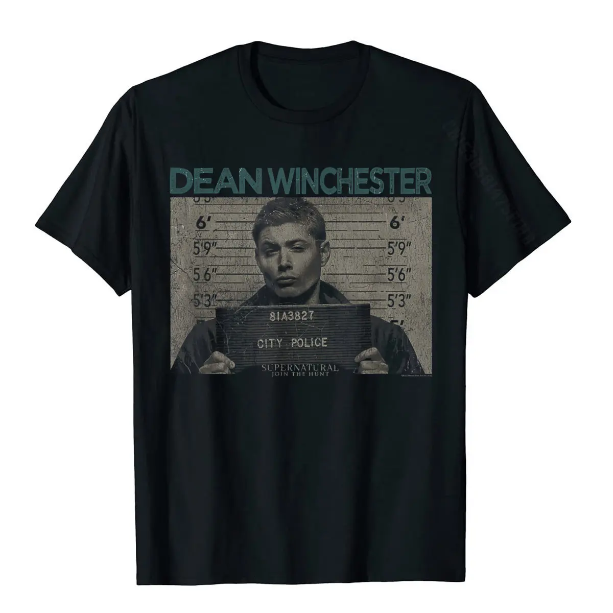 Supernatural Dean Mug Shot T-Shirt Fitted Man Tops & Tees Comics Tshirts Cotton Casual