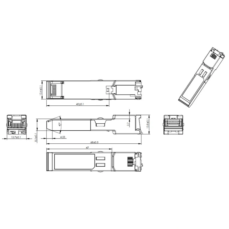 10G Sfp + Naar RJ45 moduł Koper 10Gb Sfp moduł RJ45 Sfp Sfp +-T 10GBase-T Koper sfp 80M dla Cisco Mikrotik tp-link d-link