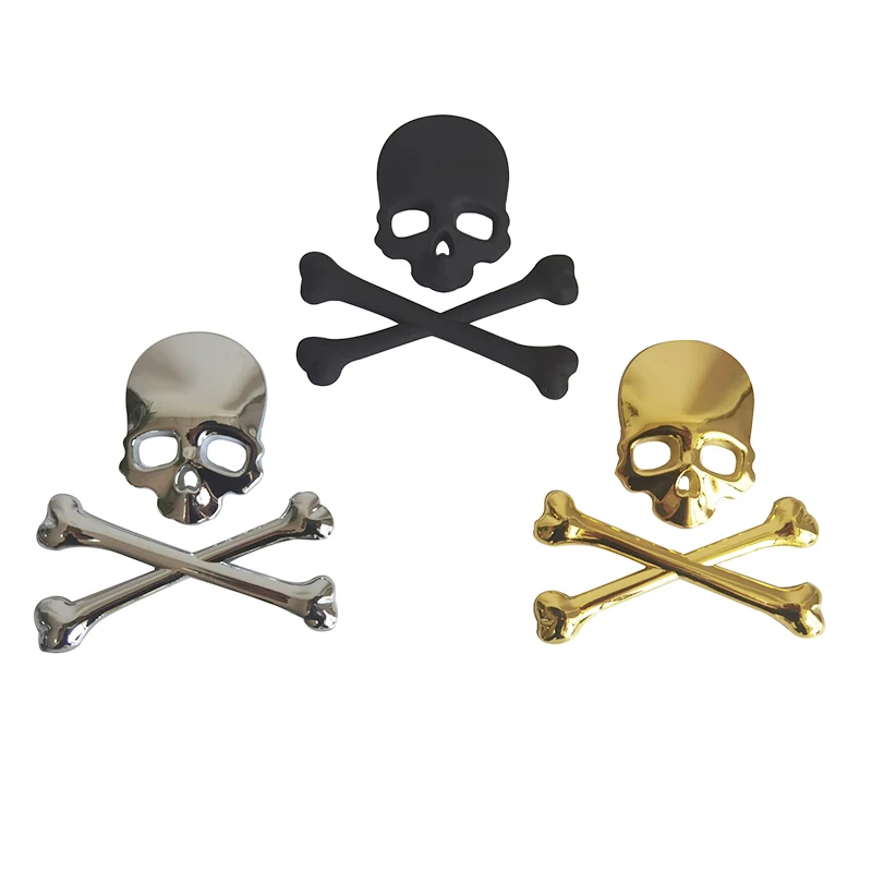 

1 Pcs 3D Alloy Fashion Car Sticker Ghost Skull Skeleton Crossbone Motorcycle Badge Emblem Auto Decal Car Styling