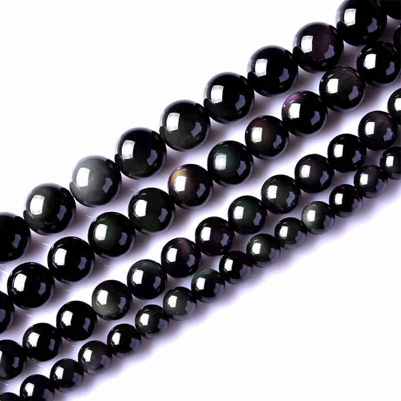 Wholesale Genuine Rainbow Obsidian 4mm 6mm 8mm 10mm12mm Round Gem Stone Loose Beads for jewelry,1 of 15