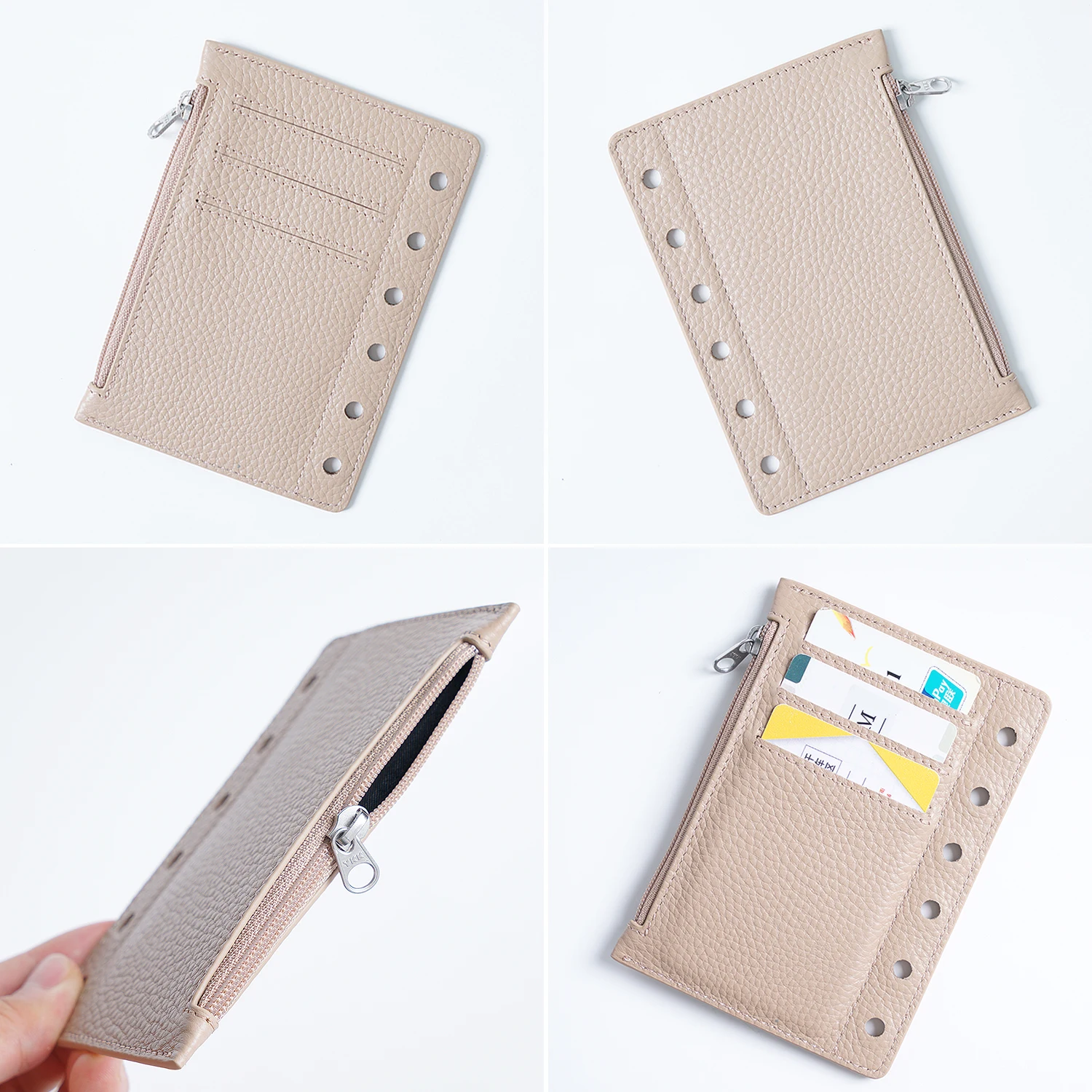 Limited Imperfect Moterm Zipper Flyleaf for Pocket A7 Size Ring Planner Real Pebbled Grain Leather Divider Storage Bag Accessory