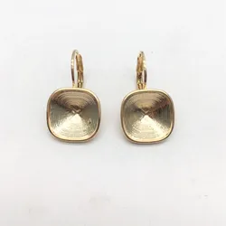 Classic Earrings Settings Cushion Square Fancy Stone 4470 12mm With French Hook Lever Back For Austrian Crystals Fit Accessories