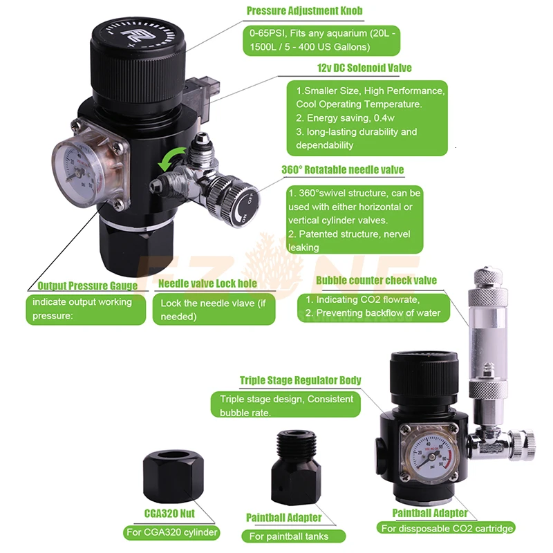 Новый мини-регулятор DC12V CO2, дисплей для аквариума с пузырьковым счетчиком, обратный клапан для аквариумных водных растений, аквариума