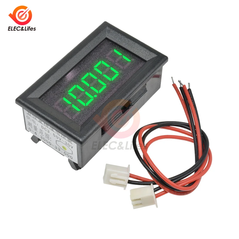 DC 0-4.3000-33.000V 5 Digit 3 przewody LED woltomierz cyfrowy miernik napięcia wykrywacz napięcia Tester dla Panel samochodowy czerwony niebieski żółty zielony