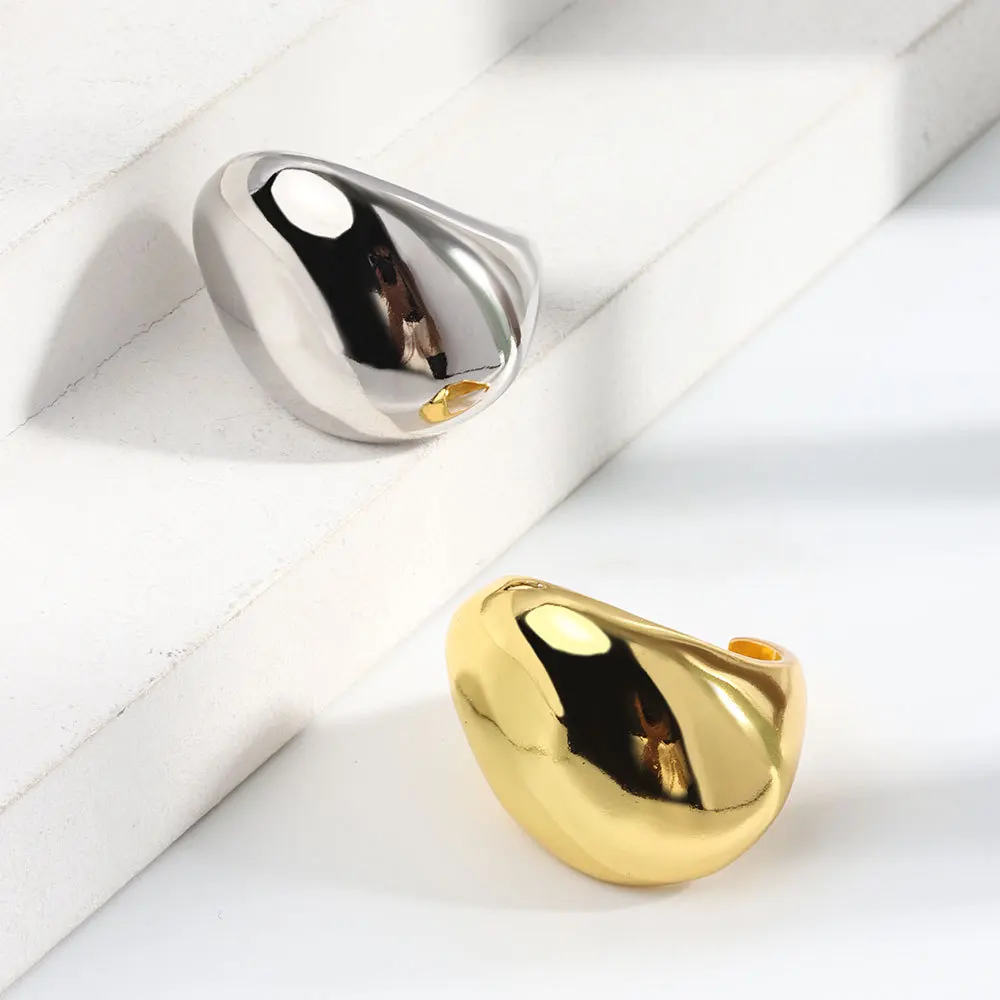 QMCOCO Minimalist Silver Color Round Rings Open Rings Korean Personality Design Fashion Woman Party Jewelry Elegant Accessories