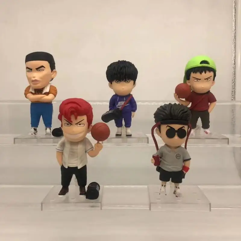 5pcs/set Slam Dunk Hanamichi Sakuragi Kaede Rukawa Hisashi Mitsui Ryota Miyagi Q ver PVC Figure Toys Car Decoration 10cm