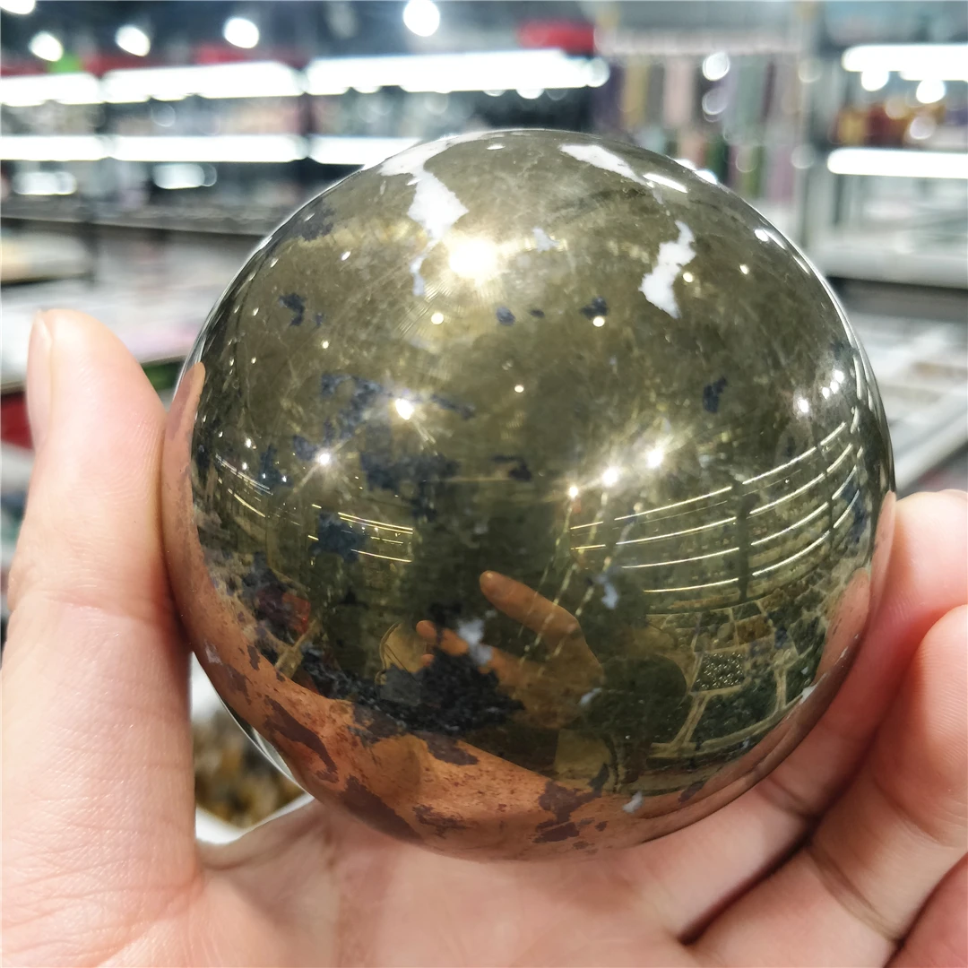 Dropshipping Natural Iron Pyrite Sphere Mineral Ball Crystals Indie Jewelry God Of Wealth Feng Shui Accessories Room Decorations