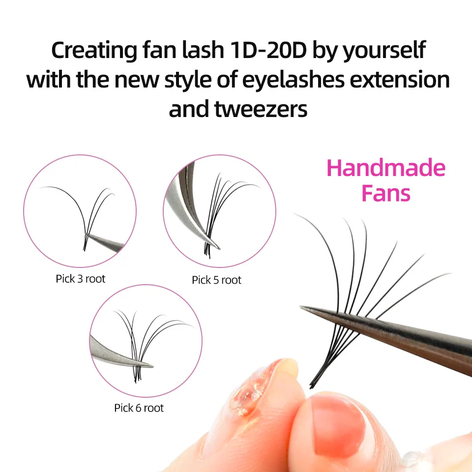 RUJADE 0.03 0.05 0.07 รัสเซีย Eyelashes Extension Handmade Lashes แฟนผ้าไหมปลอม Mink Eyelash Pinching แฟน