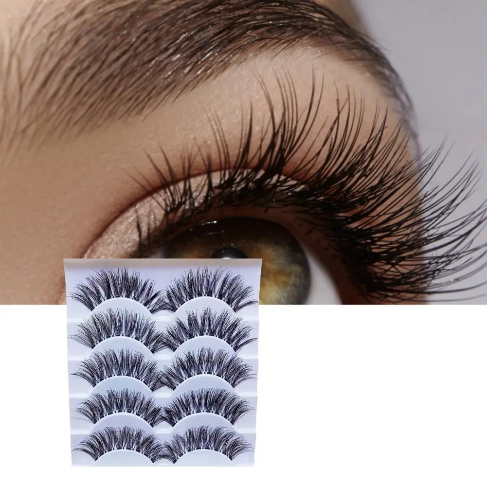 Faux cils croisés naturels désordonnés faits à la main, superbe maquillage, extension de cils, maquillage des yeux, 5 paires