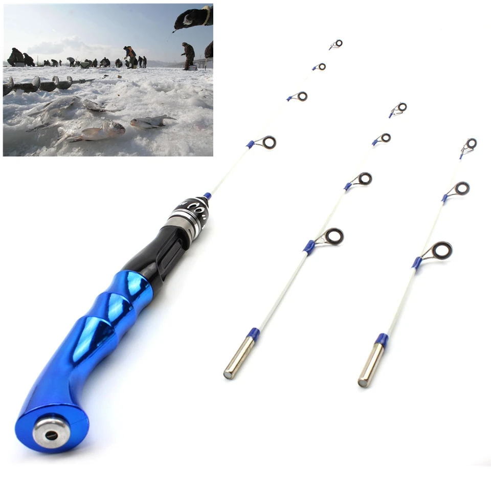 

50cm 60cm 70cm Ice Fishing Rod 3 tips Winter Fishing Pole Fishing Rod blue Silver Golden Spinning outdoor Fishing Tackle