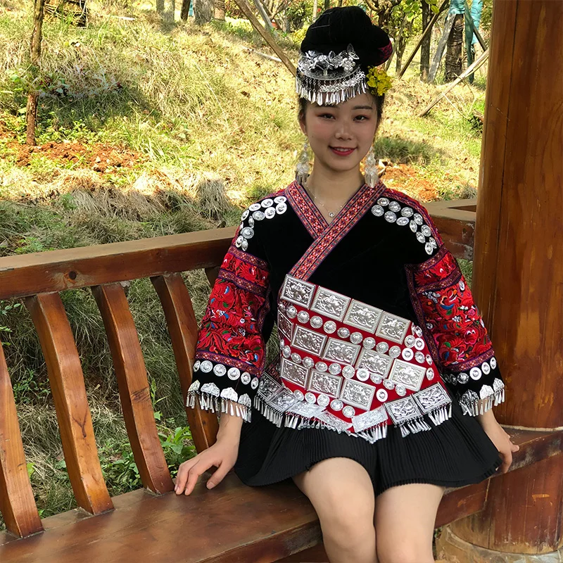 Jaqueta miao de grupos chinês com 21 designs, étnica fashion bordada a mão aplique superior para performance em palco e dança clássica