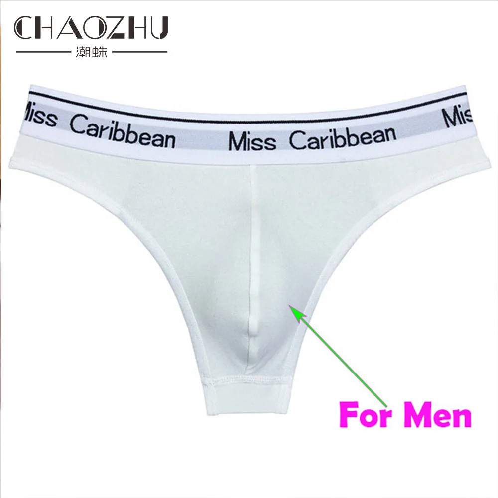 CHAOZHU 2pieces/set Men\'s Underwear Thong G String 100% Cotton Tight Feeling Plus Size Slip Homme Sex Panties For Male Hot