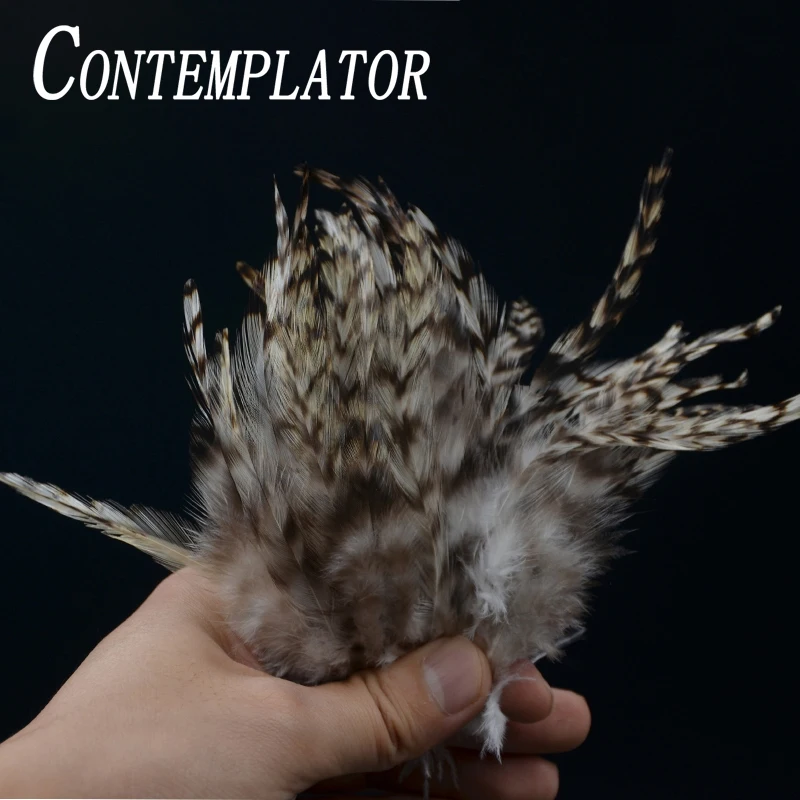 CONTEMPLATOR 30pcs/pack Dry Fly Rooster Saddles Soft&Webby Hackle 3\'\'-5\'\' 2styles Striped Grizzly Rooster Fly Tying Feathers