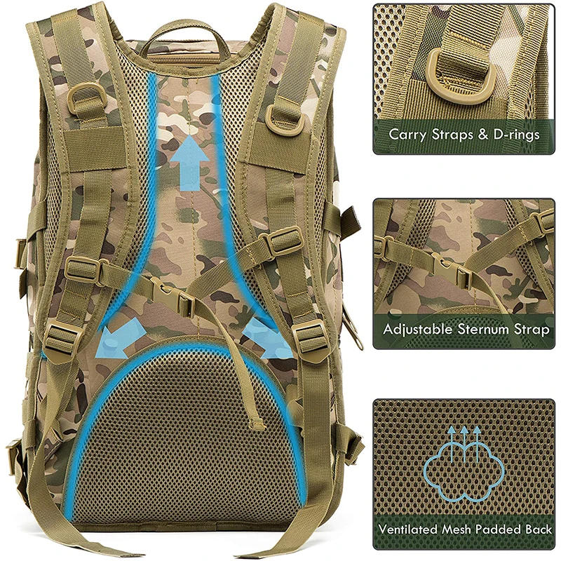 Military Tactical Backpack Camo Men Army Hunting Rucksack 40L Outdoor Unisex Camping Hiking Fishing Bag Large Survival Bag