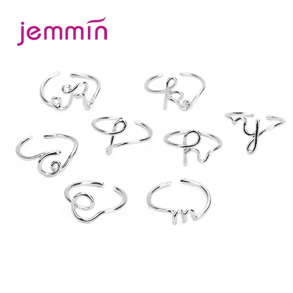 New Fashion Jewelry 925 Sterling Silver  Ring Trendy Style 26 Letters Women Girls Anniversary Engagement Three Colours