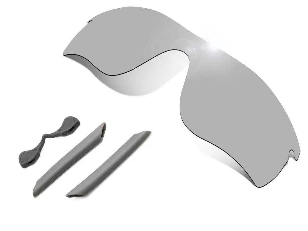 

Glintbay 100% Precise-Fit Silver Replacement Lenses and Grey Rubber kit for Oakley RadarLock Path Sunglasses