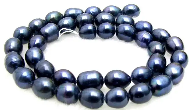 Qingmos 6-7mm Rice Natural Freshwater Black Pearl Loose Beads for Jewelry Making DIY Necklace Bracelet Earring Loose Strands 14