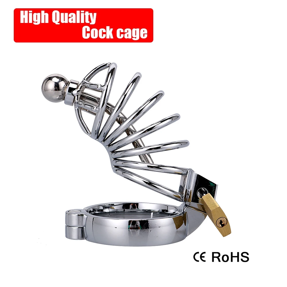 

Stainless Steel Chastity Device Cock Cage with Metal Urethral Catheter Abstinence Chastity Cage Penis Ring Lock BDSM Sex Toys