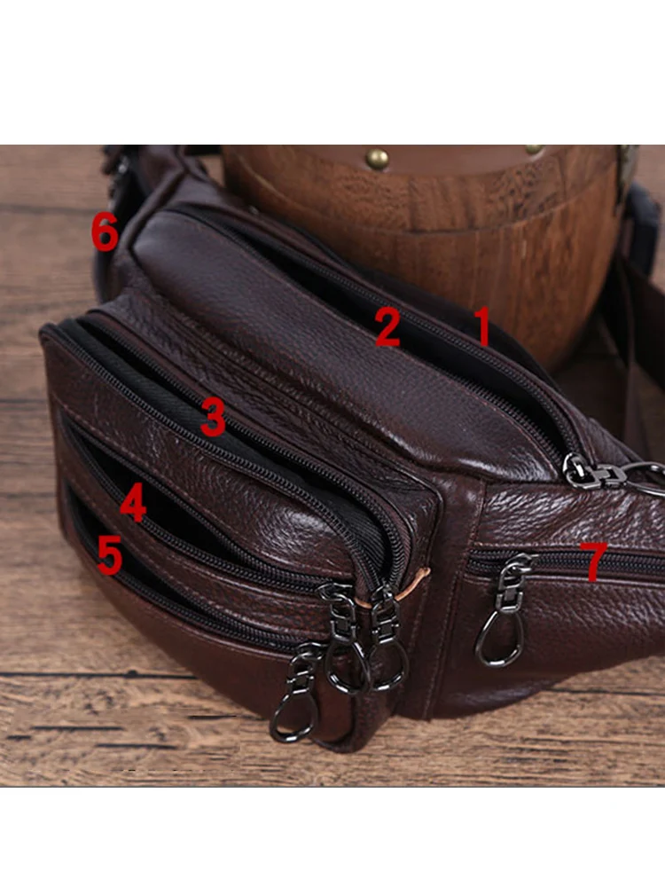 Imagem -03 - Jchensj Bolsa de Cintura de Couro Genuíno para o Homem Zíper Bolso Panny Pacote Casual Grande Capacidade Masculino Cintura Pacote Sólido Chast Bolsas