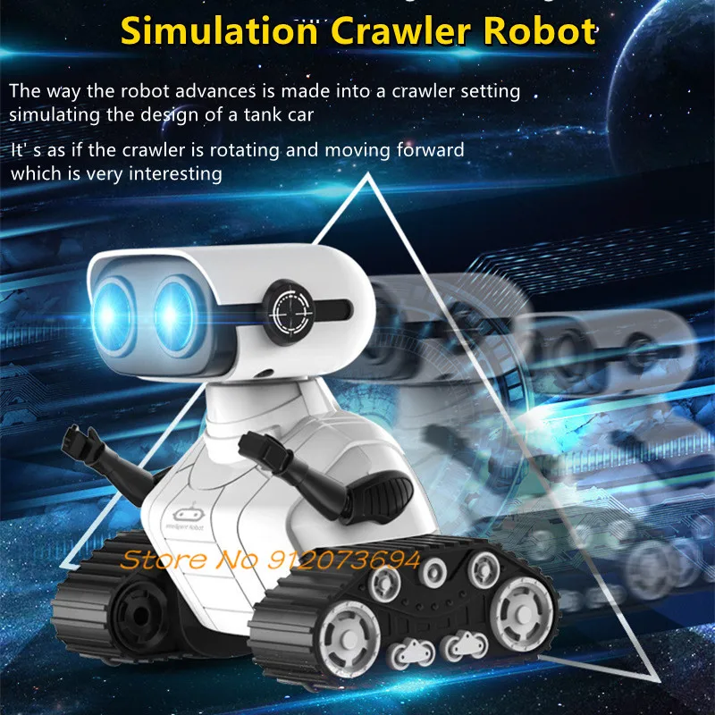 Intelligente afstandsbediening Interactieve robot 2-uurs gesimuleerd rupsonderwerp Auto Demo LED-verlichting Dynamische muziek RC elektrisch speelgoed