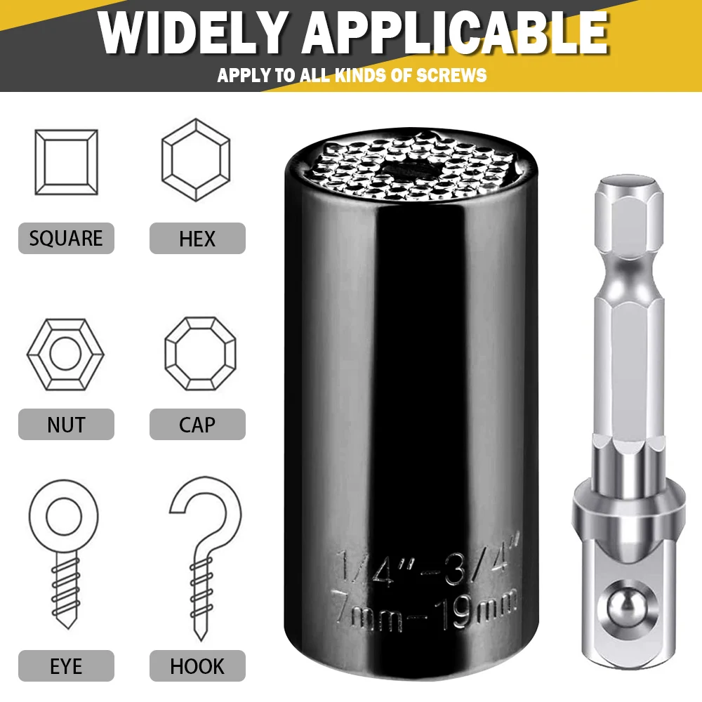 Universal Torque Wrench 7-19mm Socket Head Multifunctional Universal Sleeve Hardware Panner Portable Multi Hand Tools Wrench Set