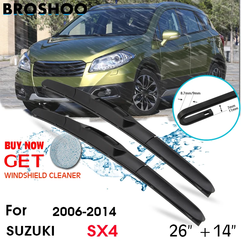 Car Wiper Blade Window Windscreen Windshield Wipers Blades J hook Arm Auto Accessories For Suzuki SX4 26''+14'' 2006-2014