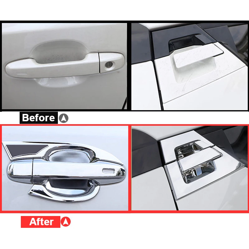 ABS Chrome Outer Door Bowl Handle Stickers Door Handle Bowl Frame For Toyota C-HR CHR 2016 2017 2018 2019 2020 2021 Accessories