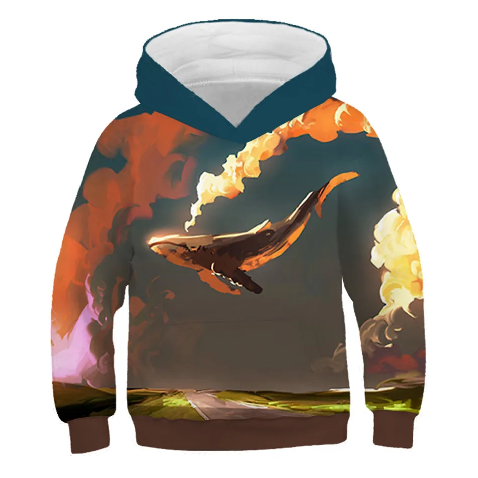 4-13Y Children 3D Hoodies USA Flag Animal Eagle Aircraft Dolphin Colorful Galaxy Print Boys Girls Sweatshirts Kids Pullover Tops