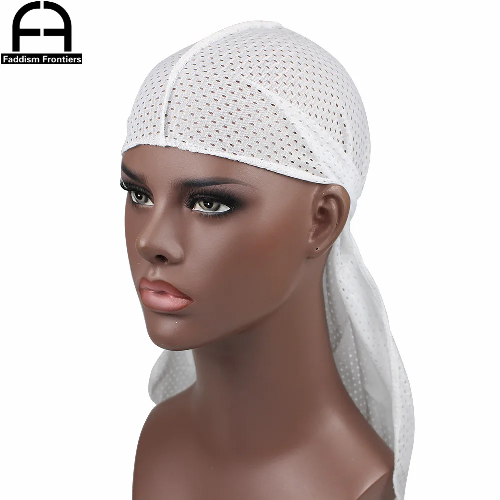 Sommer Männer Mesh Durag Atmungsaktive Lange Schwanz Durags Bandanas für Männer Welle Do DuRag Lumpen – Detail 2