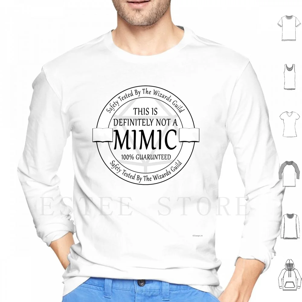 

" Safety Tested For Mimics " By The Wizard's Guild Hoodies Long Sleeve D D Dnd 5e Mimic Wizard Sorceror Mage Magic