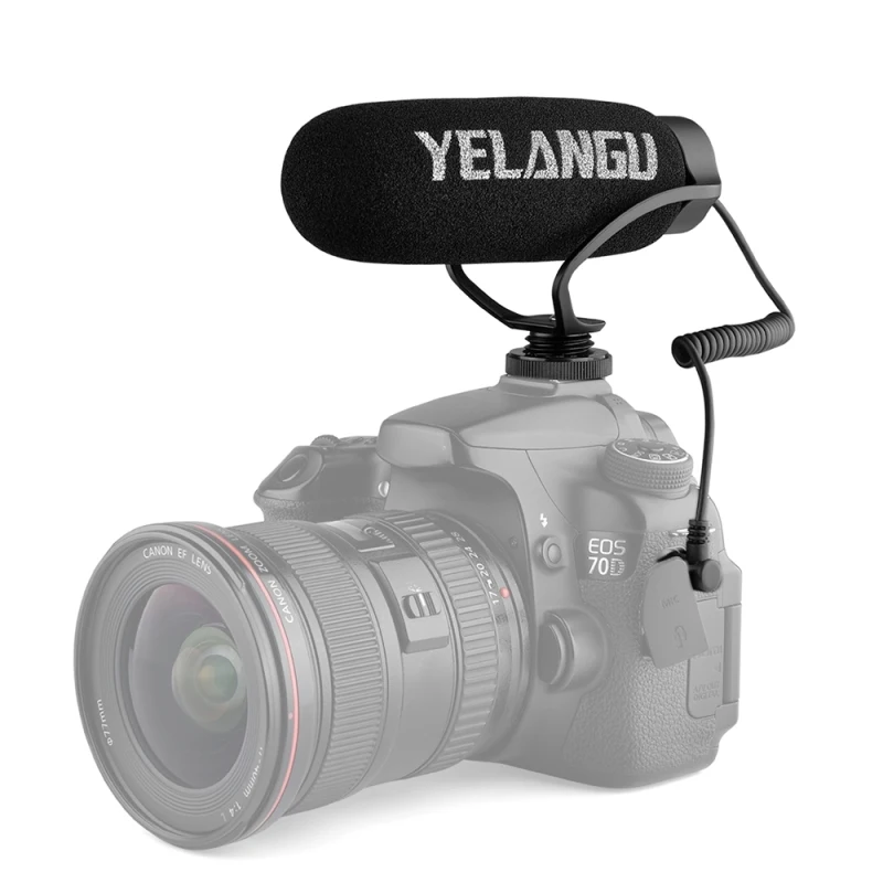 YELANGU MIC08 Video Shotgun Microphone with 3.5mm Audio Cable for DSLR & DV Camcorder (Black)