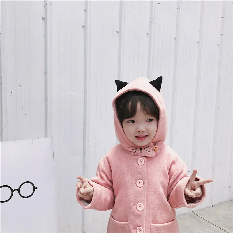 

Tonytaobaby Winter New Style Female Baby Cashmere Wool Woolen Coat Cat Wool Coat Girls