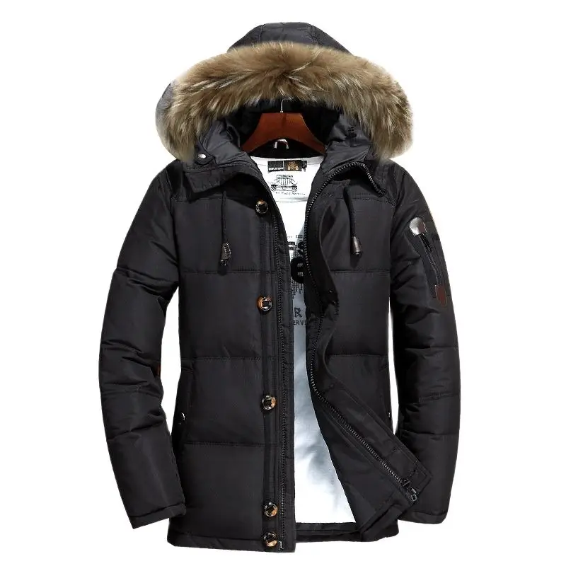 Down Jackets Mens Winter Jacket Men Fashion Thick Warm Parkas Fur 90% White Duck Down Coats Casual Male Waterproof Down Jackets