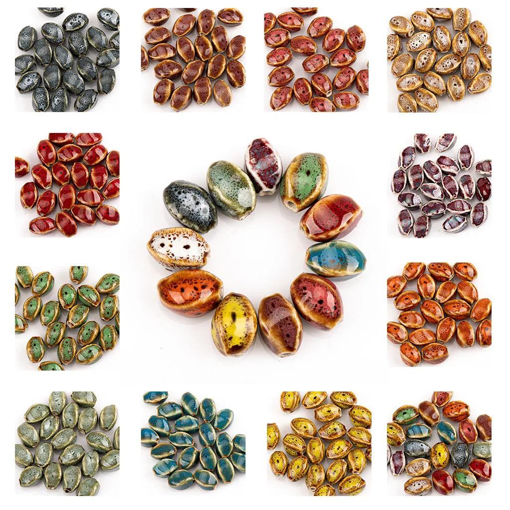 17# 20pcs Screwy Rhombus Special Colorfull Ceramic DIY Beads Unique Shape Scattered Beads Glaze Bead 12x17mm #A214B