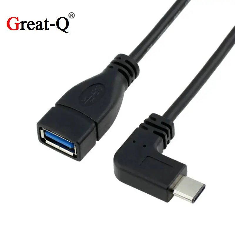 Great-Q  Type-C OTG to USB Female adapter USB3.0 90 Degree Right Angled elbow bending short 20cm