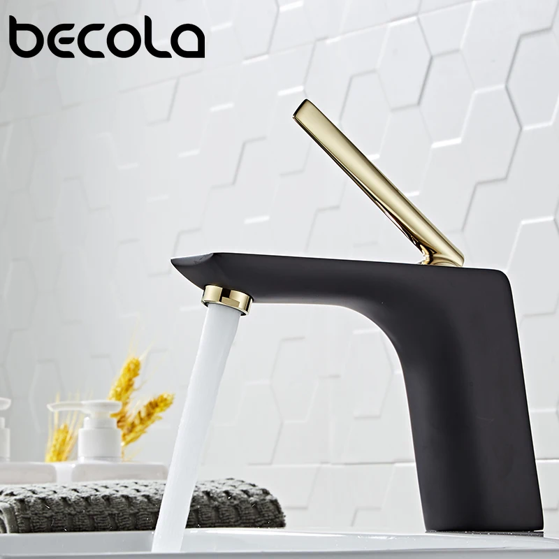 Becola Basin Faucets Black/White/Chrome Creative Mixer Taps Bathroom Faucet Deck Mounted Water Sink Mixer Faucet