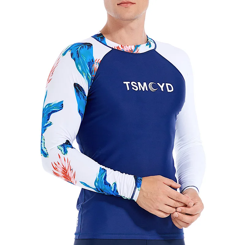 TSMCYD Men UV 50+ Protect Swimwear Long Sleeve Swimsuit Mens Rashguard Surfing Rash Guard Surf Shirt For Swimming Sail Drop Ship