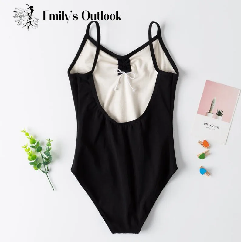 หญิง Camisole Leotard สายรัดยิมนาสติกบัลเล่ต์เต้นรำ Tutu Leotard กระโปรงต่ำกลับผ้าฝ้ายพื้นฐานเต้นรำ Dark สีเขียว