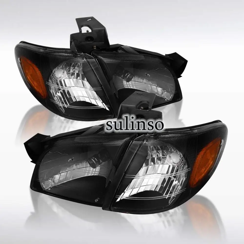 

Sulinso Fit For Chevy-Venture-Montana Trans Black Headlights Amber Corner Signal Lamps