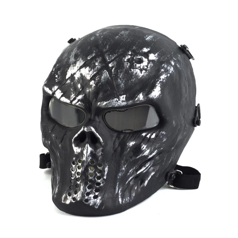 Outdoor Full Face Mask Skull Styled Airsoft Mask with Eye Lens In Stock