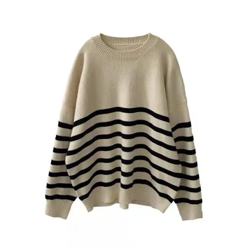 2022 Women\'s striped knitted sweaters Women\'s casual Women\'s Jumper Women\'s Autumn / Winter retro Jumper