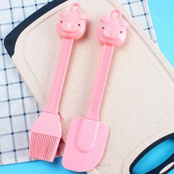 1pc Silicone Oil Brush Cartoon Pig Basting Brush Flexible Baking Tool Hanging Design Pastry Spatula Premium Kitchen Accessories